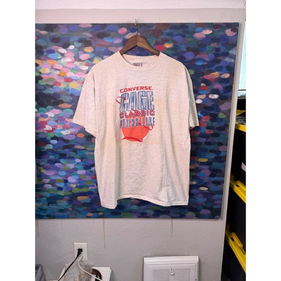 Converse Other - Vintage 90s Converse Cage Classic Finish Line T Shirt Mens XL Grey Basketball